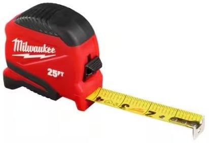 MILWAUKEE 25 ft. Compact Tape Measure with Fractional Scale
