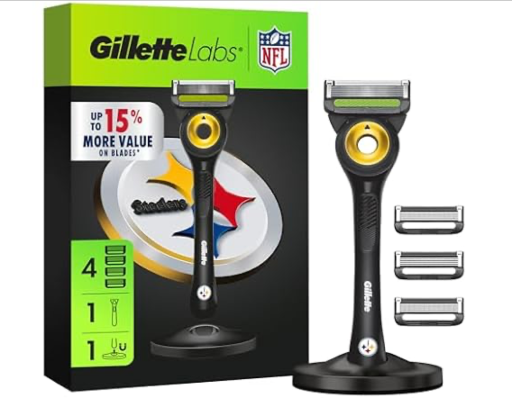 Steelers Edition Gillette Labs Special NFL Shaving Razor for Men 1 Handle 4 Refills Deal