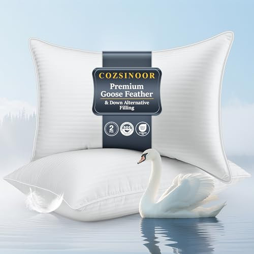 COZSINOOR Goose Feather Pillows Queen Size Set of 2