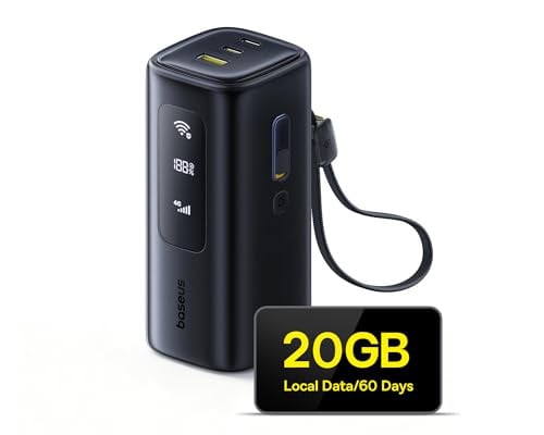Baseus 2-in-1 4G LTE Mobile Hotspot & 20000mAh 67W Power Bank for Up to 10 Devices w/ 20GB Local Data Deal