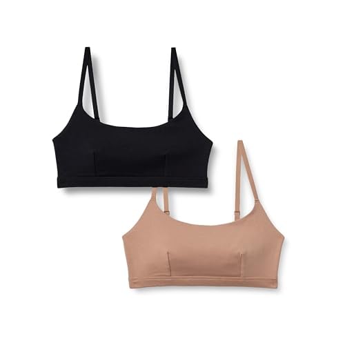 Amazon Essentials Women’s Cotton Jersey Scoop Bralette 2-Pack