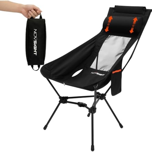 NOVSIGHT Portable High Back Folding Camping Chair with Removable Pillow & Side Pocket Deal
