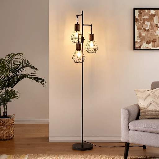 Bay Isle Home Crevan 65" Dimmable Rattan Tree Floor Lamp with 3 Bulbs Included Deal