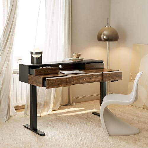 HUANUO 48 Inches Electric Standing Desk with Drawers