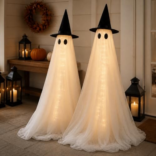 Halloween Decorations Outdoor 2 Pack 5FT Large Ghosts with Timer Remote Deal