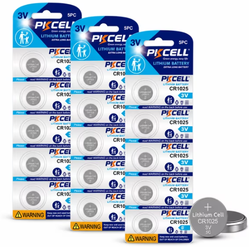 PKCELL CR1025 3V Lithium Coin Cell Batteries, 15-Pack