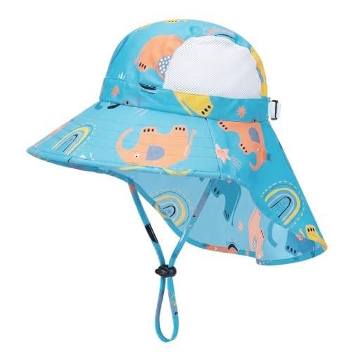 JoyPicks Kids' UPF 50+ Sun Hat w/ Wide Brim & Neck Flap