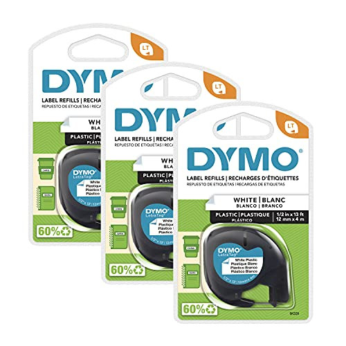 DYMO LT Plastic Labels 3-Count 1/2" x 13-Foot Black Print on White