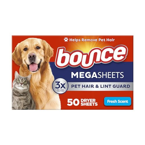 Bounce Pet Hair and Lint Guard Mega Dryer Sheets 3 x 50-Count