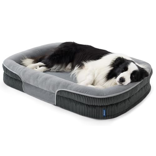 Bedsure XL Orthopedic Oval Bolster Dog Bed 42"