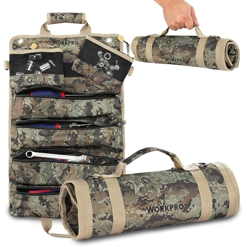 WORKPRO Roll Tool Bag with Detachable Pouches - 6 Pockets