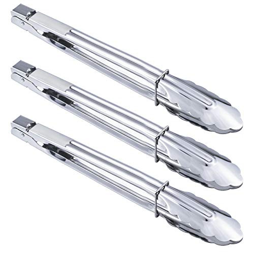HINMAY Stainless Steel Serving Tongs 12-Inch 3 Pieces