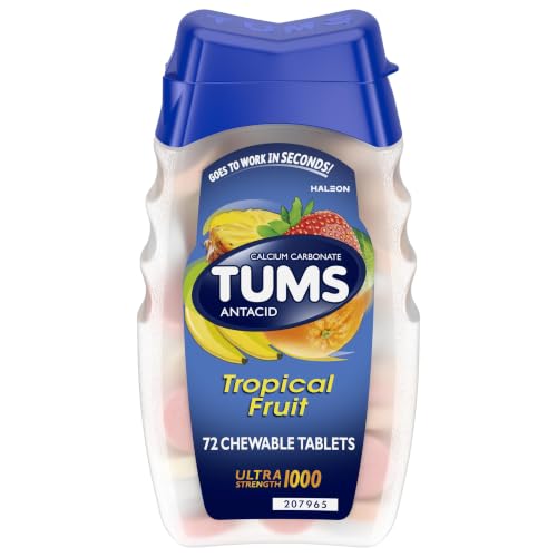 TUMS Smoothies Antacid Tablets, Heartburn Relief, Tropical Fruit 72 Count Deal