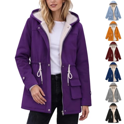 Women's Hooded Plush Lined Zip-Up Jacket
