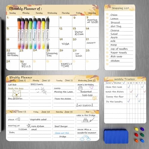 Marsrock Magnetic Refrigerator Calendar Set 4-Piece