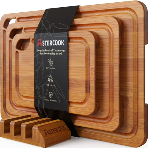 Astercook Bamboo Wood Cutting Board Set 4-Pc Deal