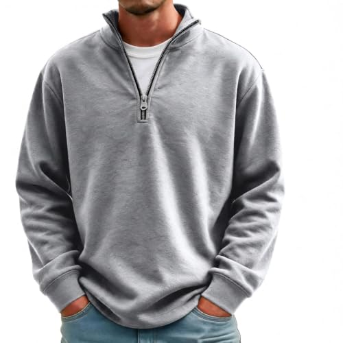 Mock Neck Quarter Zip Pullover Sweatshirt Deal