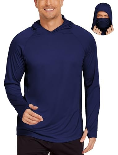 COOrun Men's Long Sleeve Hooded Sun Shirts w/ Mask