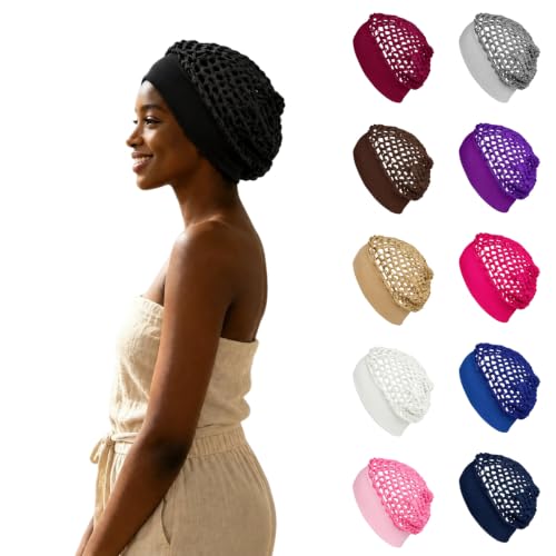 Crochet Hair Net Wide Elastic Band Sleep Cap