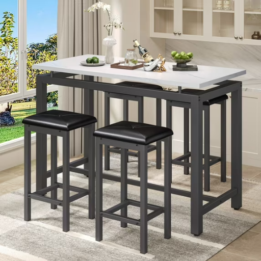 Counter Height 5pc Wood Top Pub Table & Chair Set Deal