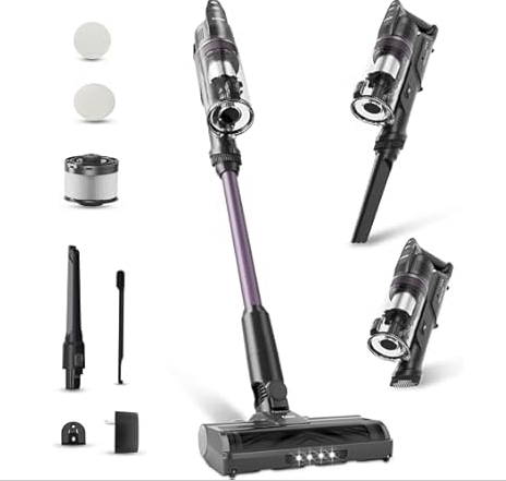 Candy Cordless One Click Clean Stick Vacuum Cleaner w/ Removeable Battery and Anti-Tangle Brush Roll System (Purple) Deal