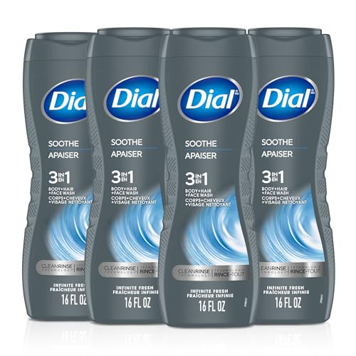 Dial Men 3 in 1 Body, Hair and Face Wash 4-Pack