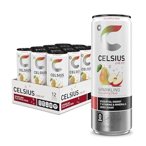 CELSIUS Sparkling Fuji Apple Pear Sugar Free Energy Drink 12-Pack Deal