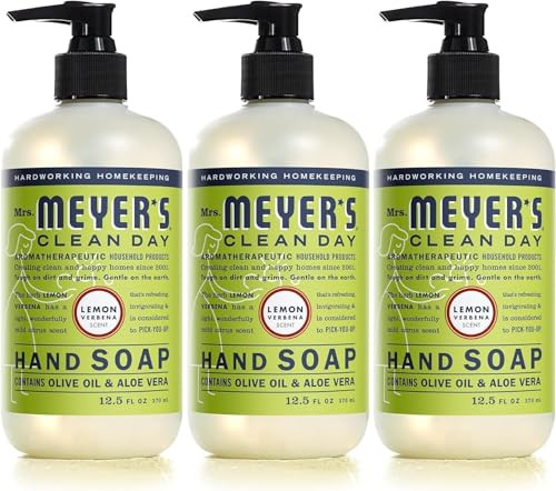 MRS. MEYER’S CLEAN DAY Liquid Hand Soap, Lemon Verbena Scent, 12.5 oz (Pack of 3)
