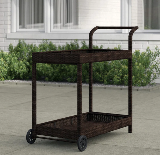 Ebern Designs Woven Wicker Calarco Bar Cart
