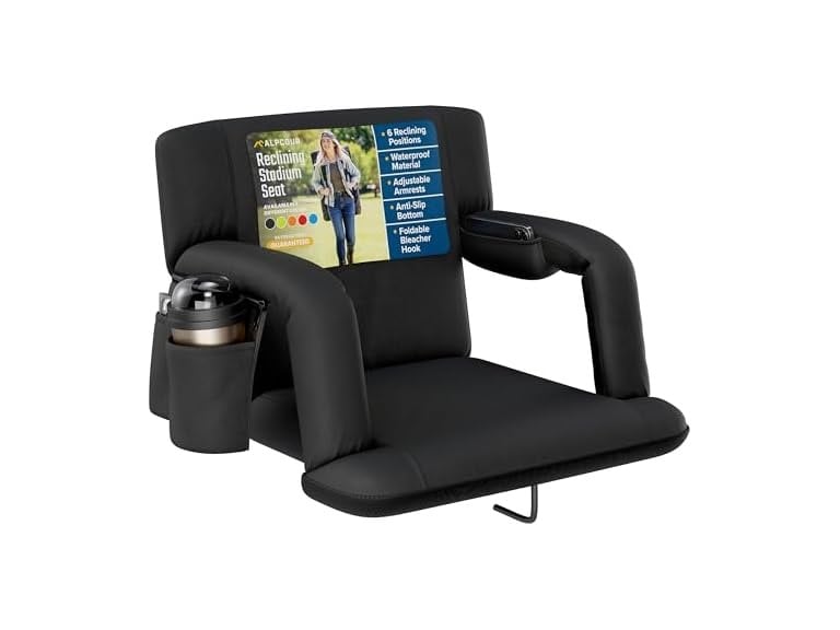 Alpcour 21" Reclining Stadium Seat w/ Armrests & Side Pockets Deal