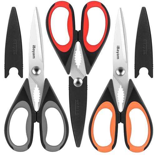 iBayam Heavy Duty Kitchen Scissors 3-Pack 8.7"