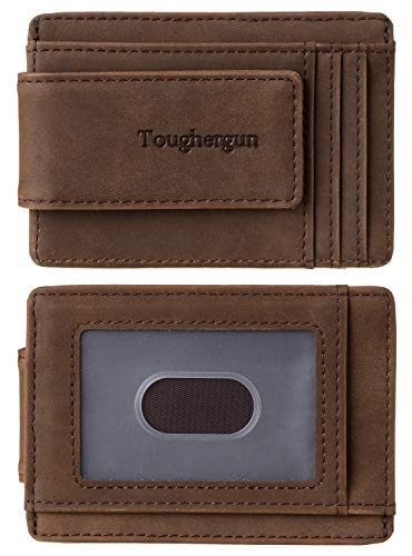 Toughergun Slim RFID Blocking Full Grain Leather Money Clip Wallet Deal