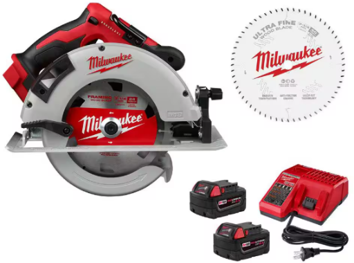 Milwaukee M18 18V 7-1/4 in. Cordless Circular Saw with (2) 5.0Ah Batteries & Charger