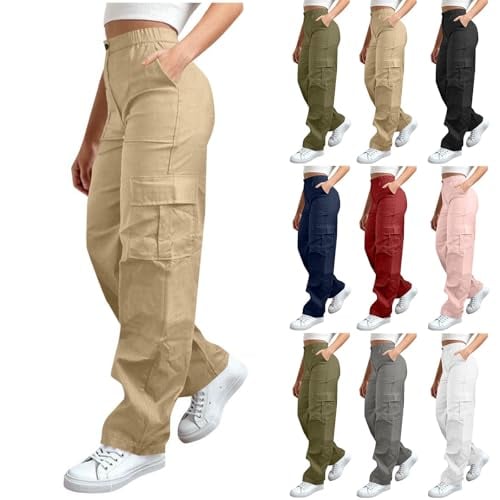 Wide Leg Cargo Pants with Multiple Pockets Deal