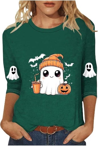 Pumpkin Ghost Print Shirts