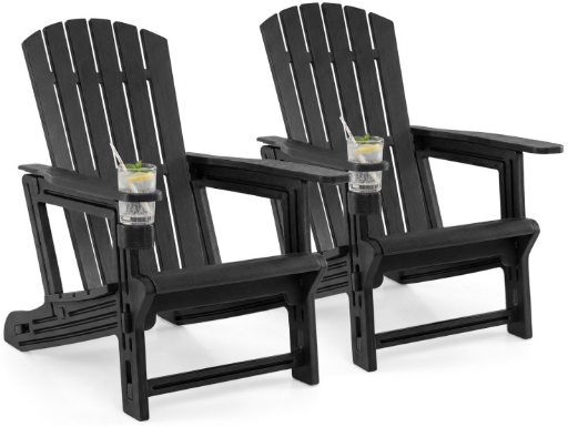 Costway HDPE Adirondack Chair w/ Cup Holder 2-Pack Deal