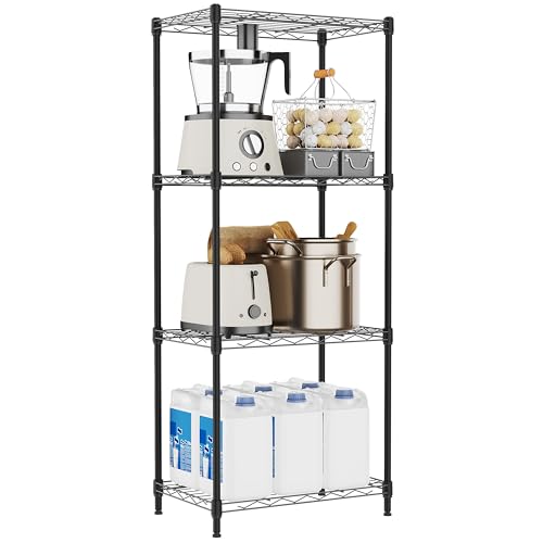 17.7" 4-Tier Wire Metal Storage Shelf Rack (Black)