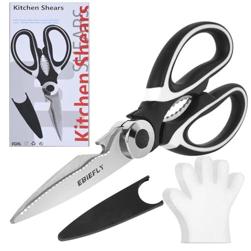 EBIEFLY 8" Multi-Purpose Kitchen Shears + 100 Pcs Disposable Gloves