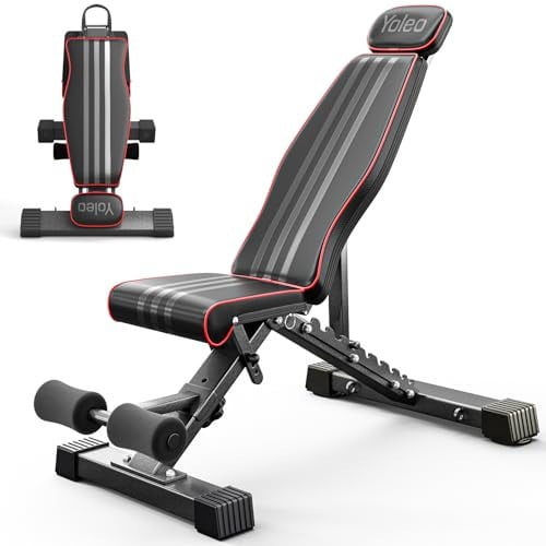 Yoleo XL Foldable Adjustable Weight Bench w/ 84 Positions (827-Lb Capacity) Deal
