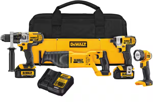 DEWALT 20V MAX Cordless 4 Tool Combo Kit with (2) 20V 3.0Ah Batteries and Charger