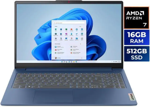 Lenovo Ideapad Slim 3 15.6" Laptop AMD Ryzen 7 7730U 16GB RAM 512GB SSD