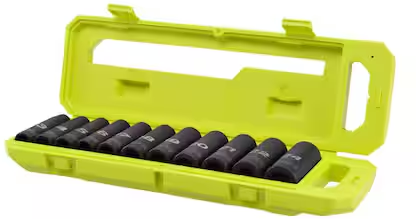 RYOBI 1/2 in Metric Deep Impact Socket Set (11-Piece)