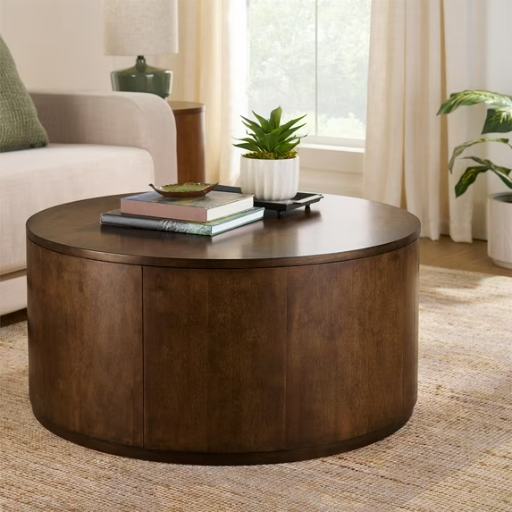 Better Homes & Gardens Miller Drum Coffee Table, Walnut or Black Deal