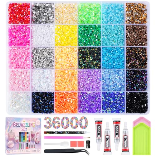 SOANNY 36000-Count 3mm Flatback Resin Rhinestone Bedazzling Kit (30 Colors)