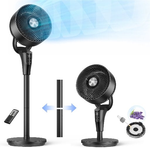 DREO 2-in-1 Pedestal Fan for Home, 20dB Ultra Quiet