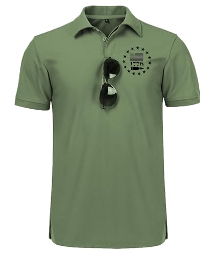 JACKETOWN Men's American Flag Graphic Polo Shirt