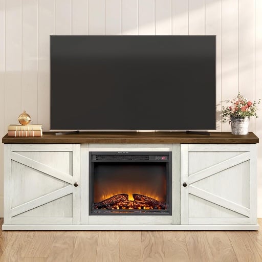 VASAGLE Fireplace TV Stand for TVs up to 80 Inches with 18-Inch Electric Fireplace