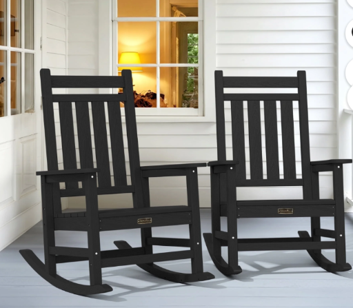 SERWALL Outdoor Rocking Chair Set of 2 HDPE Deal