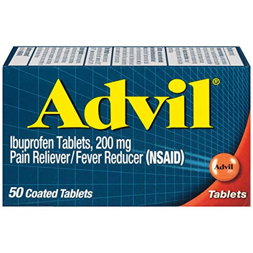 Advil Pain Reliever and Fever Reducer, Ibuprofen 200mg 50 Coated Tablets