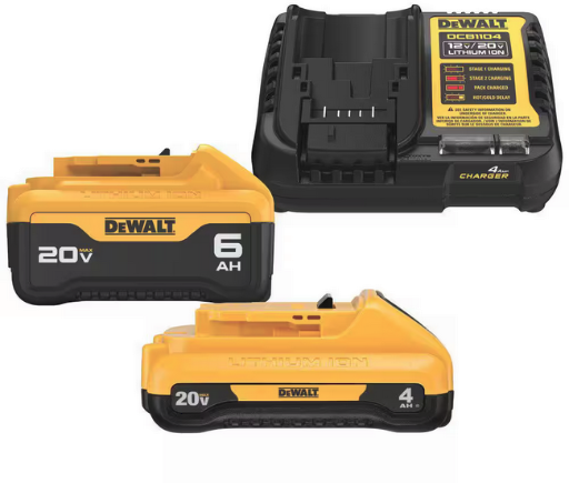 DEWALT 20V MAX Lithium-Ion 6.0Ah and 4.0Ah Battery and Charger Starter Kit Deal